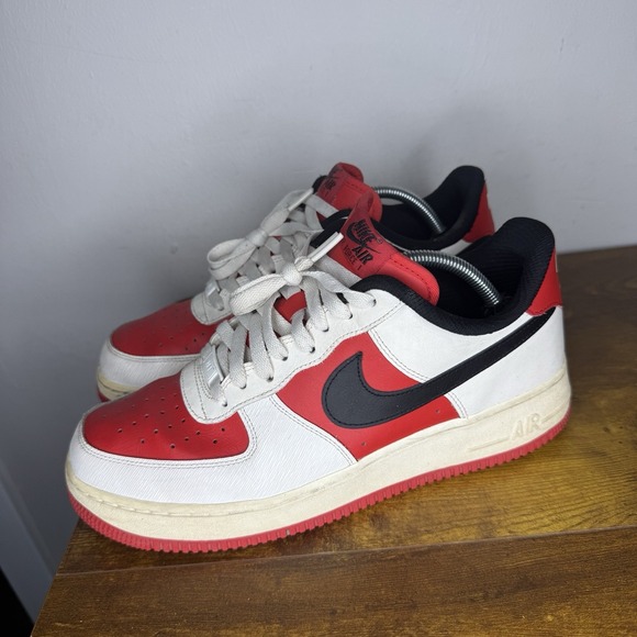 Nike ID By You Air Force Ones Men's Size 10 Red White Black - Picture 2 of 7